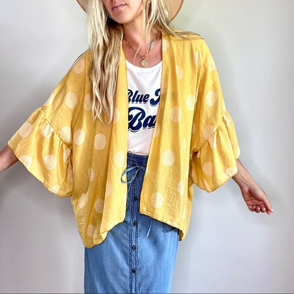 Tops - Golden Yellow Open Front Kimono